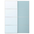 MEHAMN/AULI Pair of sliding doors, aluminium double sided/light blue mirror glass, 150x201 cm
