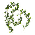 Artificial Garland, green/small white flowers