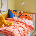 NATTHÄGER Duvet cover and pillowcase, orange/tiger, 150x200/50x60 cm