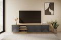 TV Cabinet Asha with Shelves 200 cm, artisan/rivier stone mat