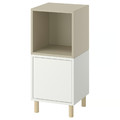 EKET Cabinet combination with legs, white beige/wood, 35x35x80 cm