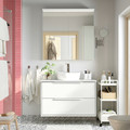 HAVBÄCK / TÖRNVIKEN Wash-stnd w drawers/wash-basin/tap, white/white marble effect, 102x49x79 cm