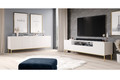 TV Cabinet Nicole 200 cm, matt white, gold legs