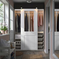 PAX / GRIMO Wardrobe with sliding doors, white/clear glass white, 150x66x201 cm