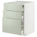 METOD / MAXIMERA Bc w pull-out work surface/3drw, white/Stensund light green, 60x60 cm