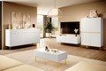 Cabinet with 4 Doors & 4 Drawers Nicole 200cm, matt white, gold legs