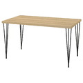 SKÅLSTA Table, oak effect/hairpin black-grey, 140x80 cm