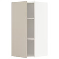 METOD Wall cabinet with shelves, white/Havstorp beige, 40x80 cm
