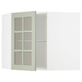 METOD Corner wall cab w shelves/glass dr, white/Stensund light green, 68x60 cm