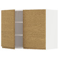 METOD Wall cabinet with shelves/2 doors, white/Voxtorp oak effect, 80x60 cm