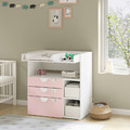 SMÅSTAD Changing table, white pale pink, with 3 drawers, 90x79x100 cm