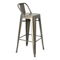 Bar Stool Paris Back Short 75cm, metallic