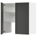 METOD Wall cb f extr hood w shlf/door, white/Nickebo matt anthracite, 80x80 cm