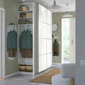 PAX / MEHAMN Wardrobe with sliding doors, white aluminium/white white, 170x66x236 cm