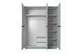 Wardrobe with Drawer Unit Nicole 150 cm, sage, black handles