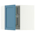 METOD Corner wall cabinet with carousel, white/Lerhyttan blue, 68x60 cm