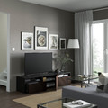 BESTÅ TV bench with drawers and door, black-brown Hedeviken/dark brown stained oak veneer, 180x42x39 cm