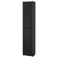 BILLY / OXBERG Bookcase with doors, black oak effect, 40x30x202 cm
