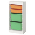 TROFAST Storage combination with boxes, white light orange/bright green, 46x30x94 cm