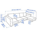 VIMLE 4-seat sofa with chaise longue, Hallarp grey