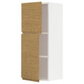 METOD Wall cabinet with shelves/2 doors, white/Voxtorp oak effect, 40x100 cm