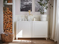 BESTÅ Storage combination with doors, white, Smeviken/Kabbarp white, 120x42x74 cm