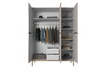 Wardrobe with Drawer Unit Nicole 150 cm, antique pink, gold handles and legs