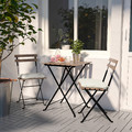 TÄRNÖ Table+2 chairs, outdoor, black-brown stained, Kuddarna beige