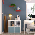 KALLAX Shelving unit, with 2 doors white/light grey-blue wave shaped, 77x77 cm