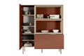 High Cabinet with 2 Doors & Drawer Desin 120, ceramic red/nagano oak