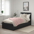 MALM Bed frame, high, w 2 storage boxes, black-brown, Leirsund, 90x200 cm