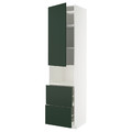 METOD / MAXIMERA Hi cab f micro w door/2 drawers, white/Havstorp deep green, 60x60x240 cm