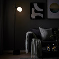 HÅRSLINGA / TRÅDFRI Floor lamp with light bulb, black/smart white spectrum