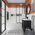 Goodhome Wall-mounted Basin Cabinet Imandra Slim 80cm, matt black