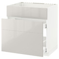 METOD / MAXIMERA Base cab f sink+3 fronts/2 drawers, white, Ringhult light grey, 80x60 cm