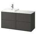 HAVBÄCK / ORRSJÖN Wash-stand/wash-basin/tap, dark grey/white marble effect, 122x49x71 cm