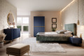 Wardrobe Nicole with Drawer Unit 100 cm, dark blue, gold handles