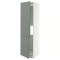 METOD High cab f fridge/freezer w 2 doors, white/Nickebo matt grey-green, 60x60x220 cm