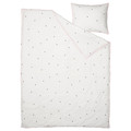 VÄNKRETS Duvet cover and pillowcase, dot pattern white, pink, 150x200/50x60 cm