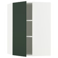METOD Corner wall cabinet with shelves, white/Havstorp deep green, 68x100 cm