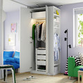PAX/FORSAND/ÅHEIM Wardrobe combination, white mirror glass/white, 95x60x236 cm