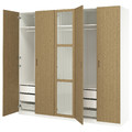 PAX / TONSTAD Wardrobe combination, white/oak veneer glass, 250x60x236 cm