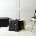 Foldable Pouffe Intesi Vels, faux leather, black