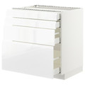 METOD / MAXIMERA Base cab 4 frnts/4 drawers, white/Voxtorp high-gloss/white, 80x60 cm