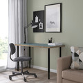 LAGKAPTEN / OLOV Desk, grey-turquoise/black, 120x60 cm
