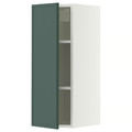 METOD Wall cabinet with shelves, white/Aspudden dark grey-green, 30x80 cm