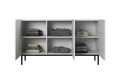 Three-Door Cabinet Nicole 150cm, matt white/black legs