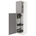 METOD High cabinet with cleaning interior, white/Bodbyn grey, 60x60x220 cm