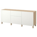 BESTÅ Storage combination with drawers, white stained oak effect/Lappviken white, 180x40x74 cm