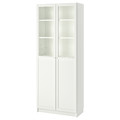 BILLY Bookcase with panel/glass doors, white, 80x42x202 cm